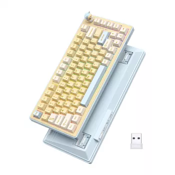 ONIKUMA MT707 Tastiera da gaming (giallo) - Meccanica, switch Outemu Blue, retroilluminazione RGB, formato completo, USB cablata