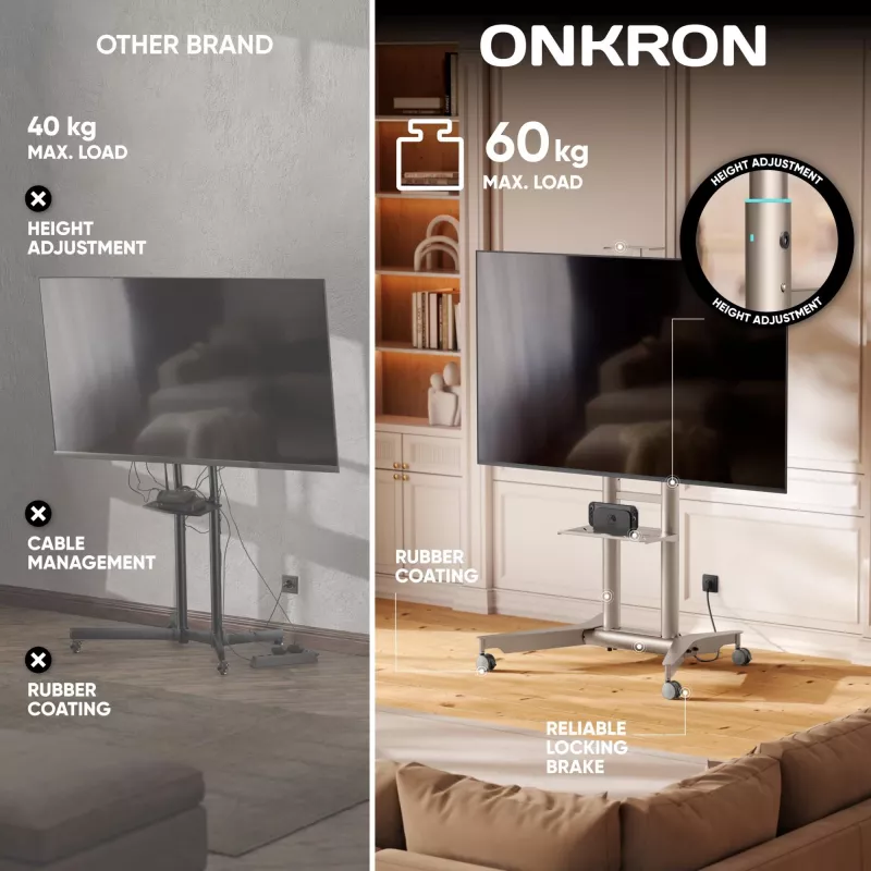 ONKRON TS1571-C Supporto TV mobile da 32-75 pollici, champagne