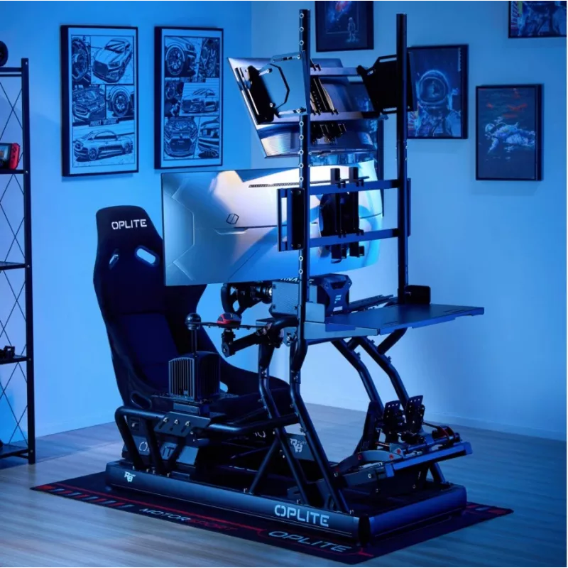 OPLite R8/S8 Cockpit Supporto per tastiera e mouse - acciaio nero, regolabile, montaggio laterale