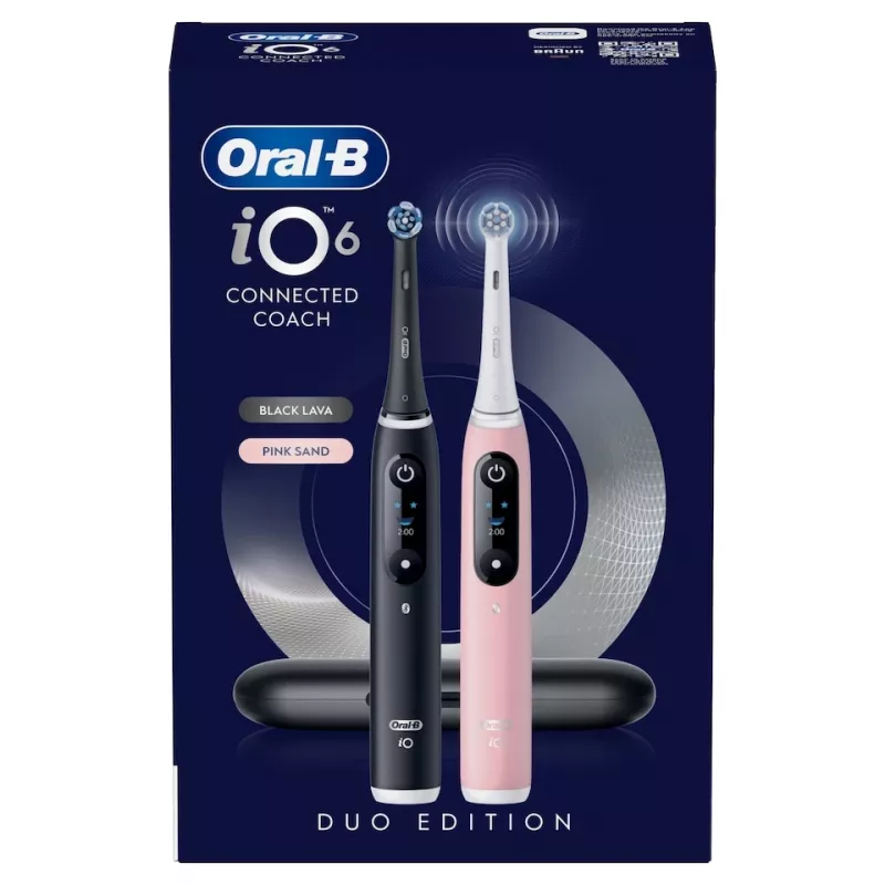 Oral-B iO Series 6 Duo Pack Spazzolini elettrici, Black Lava / Pink Sand