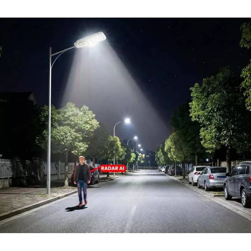 ORLLO Lampione stradale LED solare 400W con pannello 28W, sensore di movimento e telecomando, 2713LM, 6500K