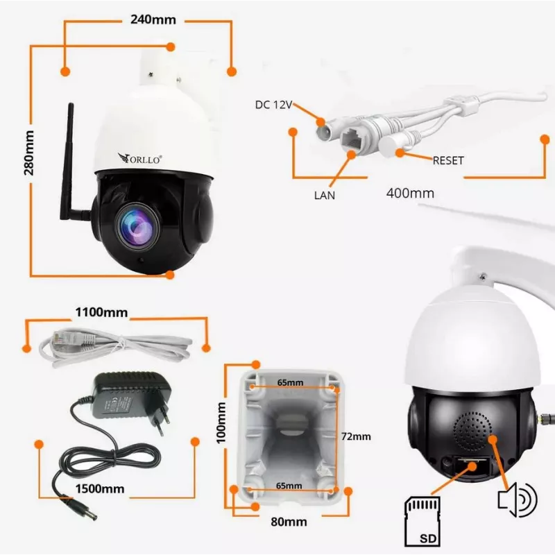 ORLLO Z10 telecamera IP PTZ da esterno WLAN 4MP zoom 18x