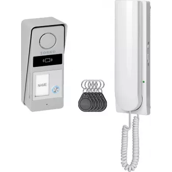 ORNO OR-DOM-RD-937/W kit citofono analogico, 1 unità interna, 1 pannello esterno, bianco/argento