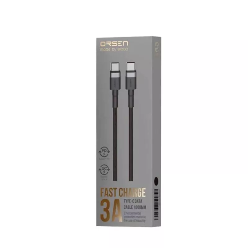 ORSEN S53 Cavo USB-C a USB-C 3A 1m Nero