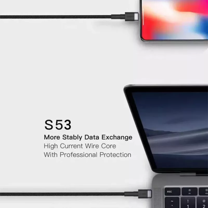 ORSEN S53 Cavo USB-C a USB-C 3A 1m Nero