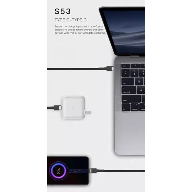 ORSEN S53 Cavo USB-C a USB-C 3A 1m blu