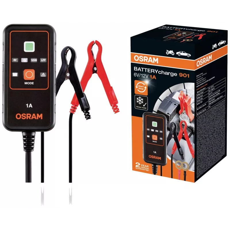 OSRAM BATTERYcharge 901 6V/12V 1A Caricabatterie automatico per batterie al piombo-acido