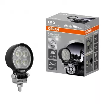 Lampada da lavoro LED Osram ROUND WL VX80-WD, 10W, 12/24V, 800lm, 6000K, fascio ampio, IP67, ECE R10, connettore DT, 80mm