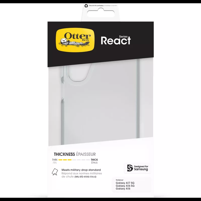 OtterBox React Series Custodia protettiva Clear per Samsung Galaxy A16, A16 5G, A17, A17 5G