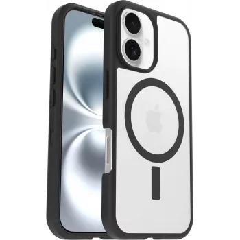 OtterBox React Series custodia MagSafe per iPhone 16 - Black Crystal (trasparente/nero)
