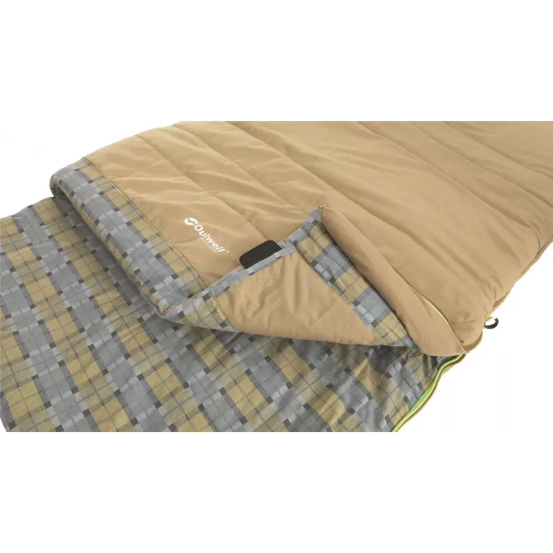 Outwell Commodore Sacco a pelo 225 x 85 cm 9/5/-8 °C con cuscino sfuso, cerniera a L con 2 vie Auto-Lock