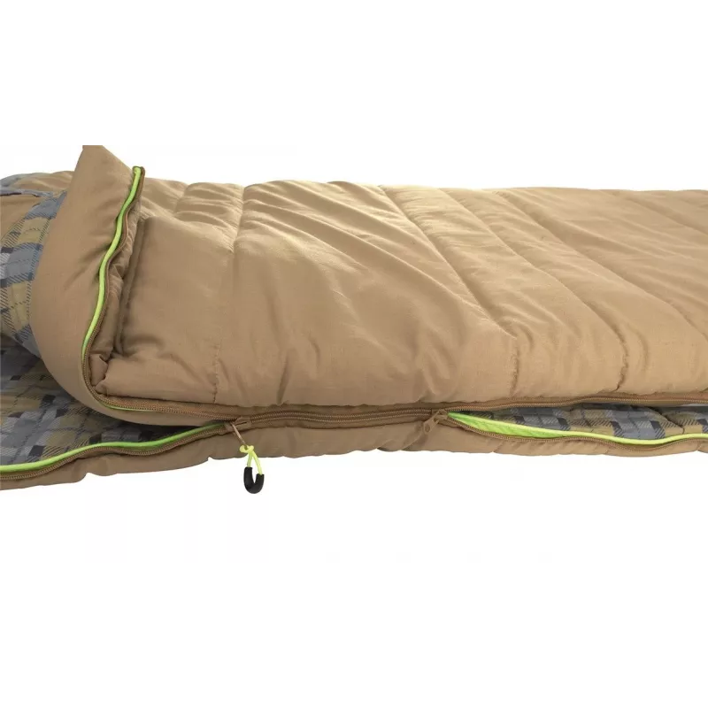 Outwell Commodore Sacco a pelo 225 x 85 cm 9/5/-8 °C con cuscino sfuso, cerniera a L con 2 vie Auto-Lock