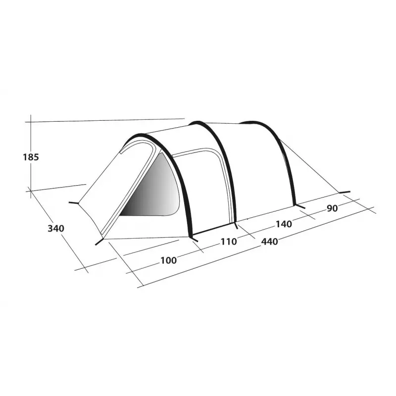 Outwell Earth 5 tenda tunnel 5 persone – 2 stanze, colonna d'acqua 3000mm, verde