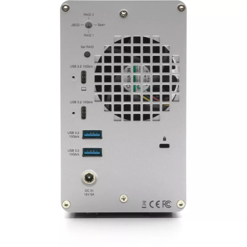 OWC Mercury Elite Pro Dual Case RAID 2 vani con hub USB a 3 porte, USB 3.2 Gen 2 Type-C (Argento)