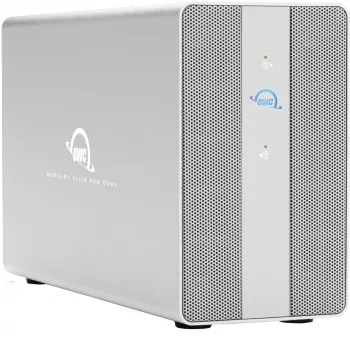OWC Mercury Elite Pro Dual Case RAID 2 vani con hub USB a 3 porte, USB 3.2 Gen 2 Type-C (Argento)
