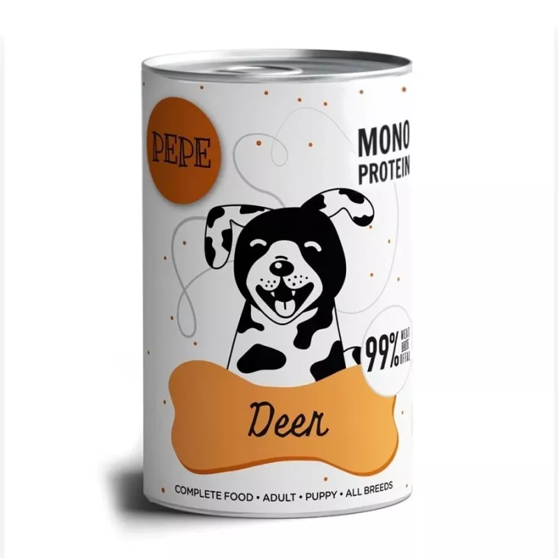 Paka Zwierzaka Pepe Cibo umido per cani al cervo 400g