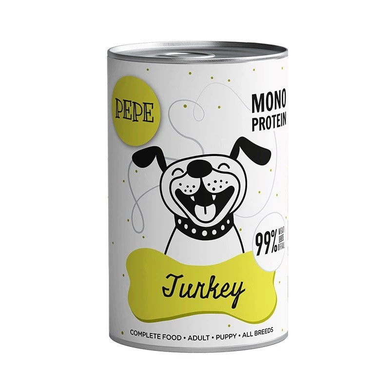 Paka Zwierzaka Pepe Cibo umido con tacchino per cani 400g