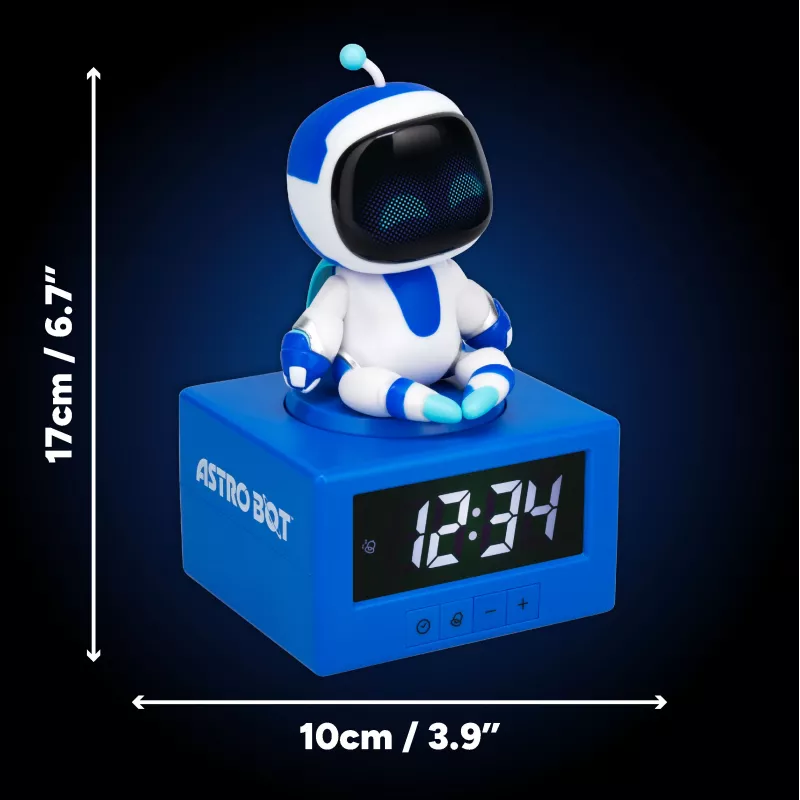 Paladone AstroBot Icon Sveglia - sveglia digitale LCD a forma di robot con funzione snooze, grigio/bianco