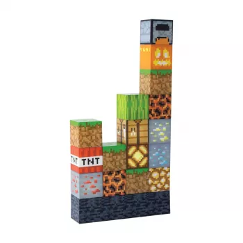 Paladone Minecraft Block Building Luce - 16 blocchi LED, alimentazione USB, bianco caldo, set da incastro