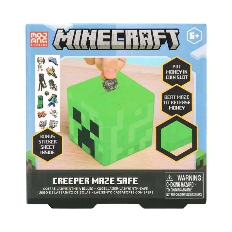 Paladone Minecraft Creeper Maze Safe V2 – Salvadanaio puzzle elettronico con effetti sonori Creeper