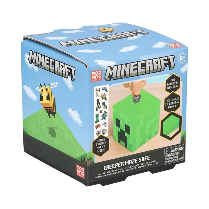 Paladone Minecraft Creeper Maze Safe V2 – Salvadanaio puzzle elettronico con effetti sonori Creeper