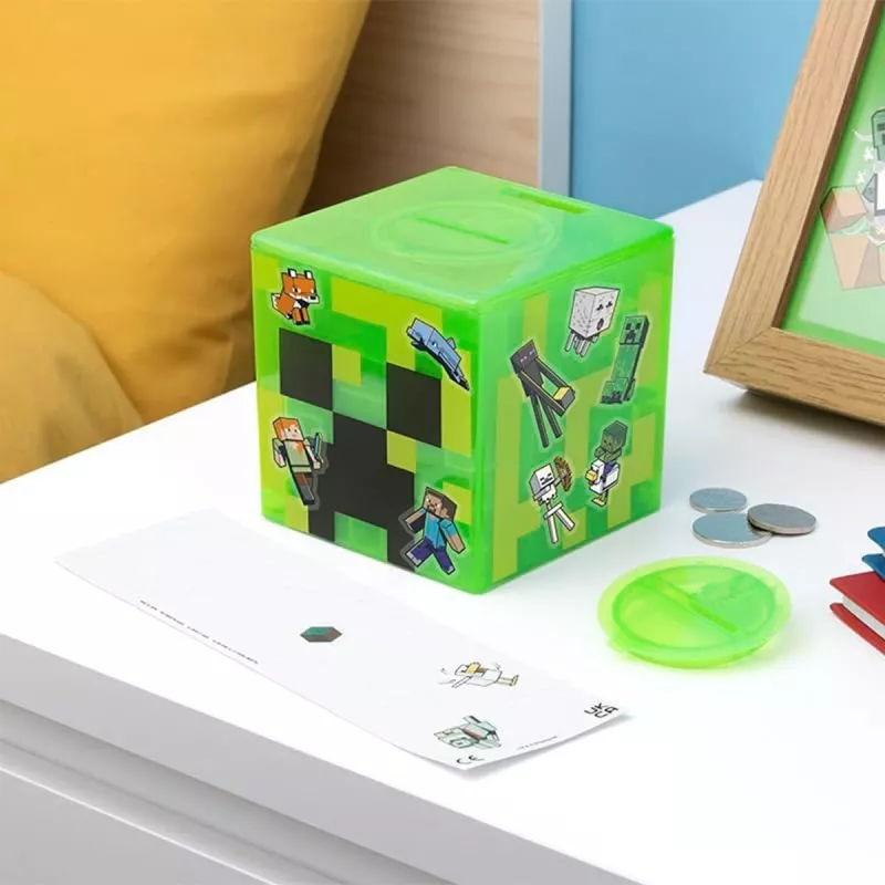 Paladone Minecraft Creeper Maze Safe V2 – Salvadanaio puzzle elettronico con effetti sonori Creeper