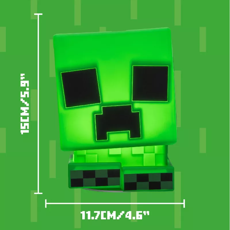 Paladone Minecraft Creeper SquishyGlo Luce in silicone ricaricabile – luce notturna LED verde dimmerabile con 3 livelli di luminosità e ricarica Micro-USB