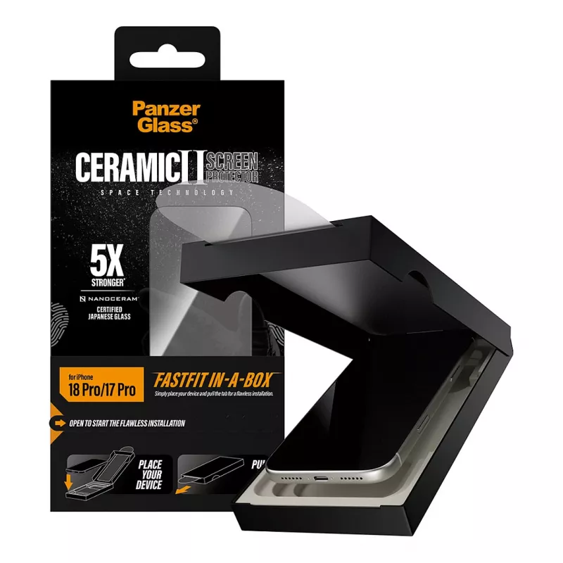 PanzerGlass pellicola protettiva in ceramica per display per iPhone 17 Pro con FastFit In-A-Box
