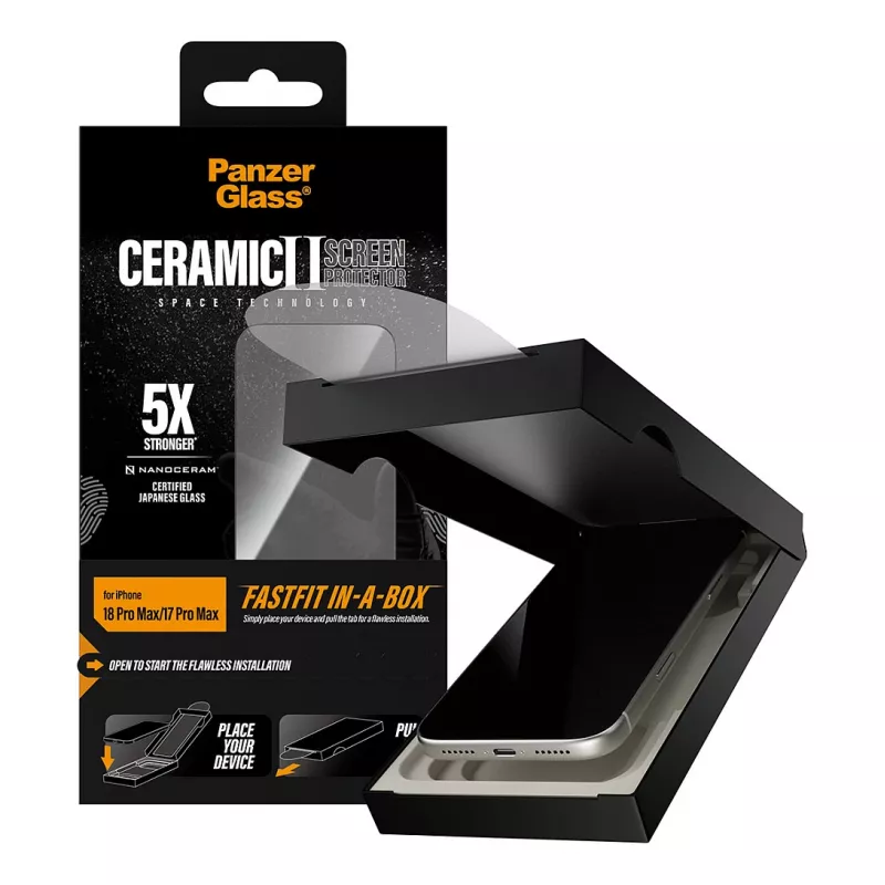 PanzerGlass pellicola protettiva in ceramica per display iPhone 17 Pro Max con FASTFIT IN-A-BOX