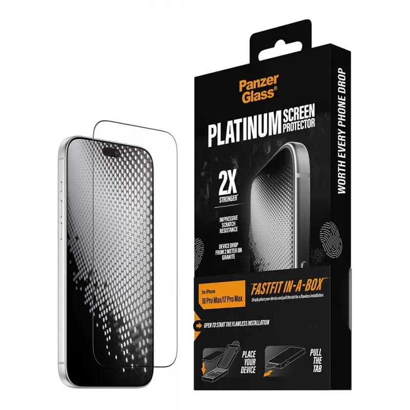 PanzerGlass Platinum pellicola protettiva per display per iPhone 17 Pro Max con FASTFIT IN-A-BOX