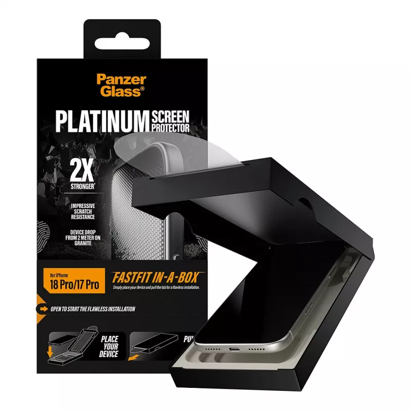 PanzerGlass Platinum pellicola protettiva per display per iPhone 17 Pro con cornice di installazione FastFit