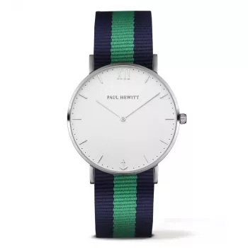 PAUL HEYWITT Orologio al quarzo unisex Sailor Line 39mm quadrante bianco cinturino in nylon verde/bianco PH-SASSTWNG20