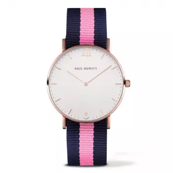 PAUL HEWITT Sarstwin Orologio unisex 39 mm cassa in acciaio inox oro rosa quadrante bianco cinturino in pelle nude al quarzo PHSARSTWNLP20