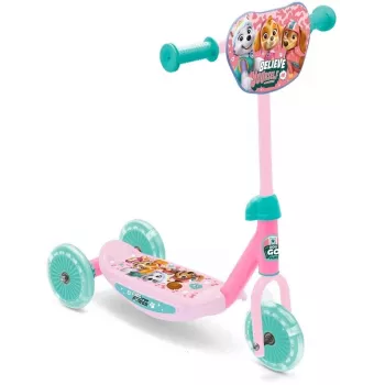Monopattino a 3 ruote Paw Patrol Skye per bambina da 2-5 anni, altezza regolabile, inclinazione per sterzare, rosa/lilla
