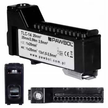 PAWBOL E.4136C morsetto modulare senza vite LZB, 6 poli, 2,5 mm², 450 V, 24 A, nero
