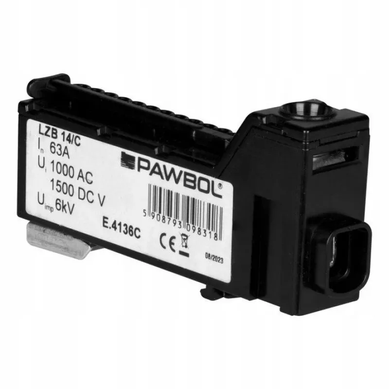 PAWBOL E.4136C morsetto modulare senza vite LZB, 6 poli, 2,5 mm², 450 V, 24 A, nero