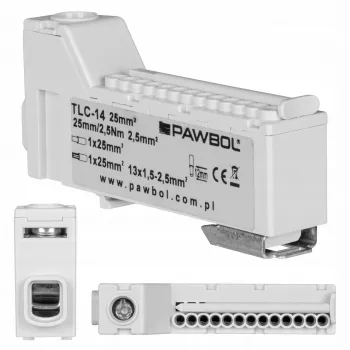 PAWBOL morsetto a vite per guida DIN LZB E.4136SZ grigio (12 poli, 450V, 24A)