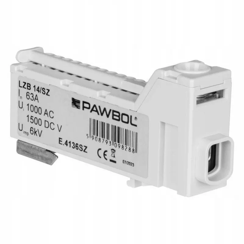 PAWBOL morsetto a vite per guida DIN LZB E.4136SZ grigio (12 poli, 450V, 24A)