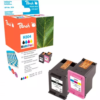 Peach PI300-802 confezione da 2 cartucce d'inchiostro compatibili per HP 304 (nero e tricolore)