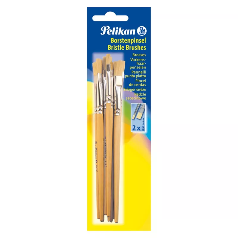 Pelikan 720409 pennello piatto misura 9, argento, 10 pezzi