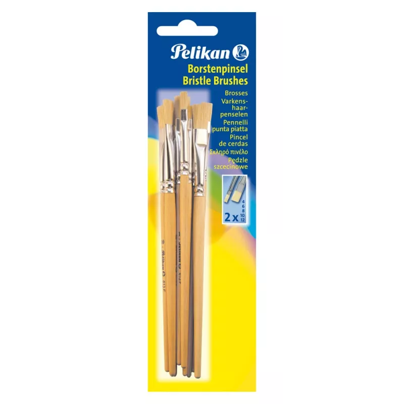 Pelikan 720409 pennello piatto misura 9, argento, 10 pezzi