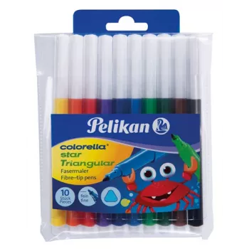 Pelikan 985663 Set pennarelli fini in feltro, 10 colori diversi, inchiostro lavabile, cappucci di sicurezza ventilati, punta fine 1,0 mm