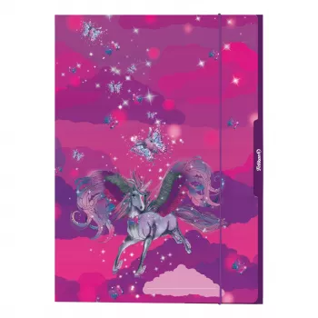 Pelikan Unicorn Cartella per disegno DIN A3, cartone resistente con effetto glitter, 1 pezzo
