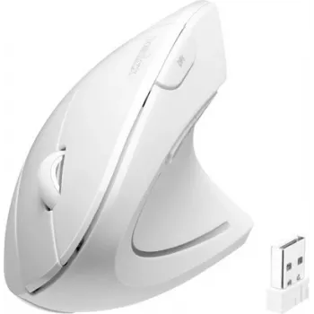 Perixx PERIMICE-713 mouse verticale ergonomico wireless, bianco, 6 tasti, 1000/1500/2000 DPI regolabili, 2,4 GHz, per destrimani 11937