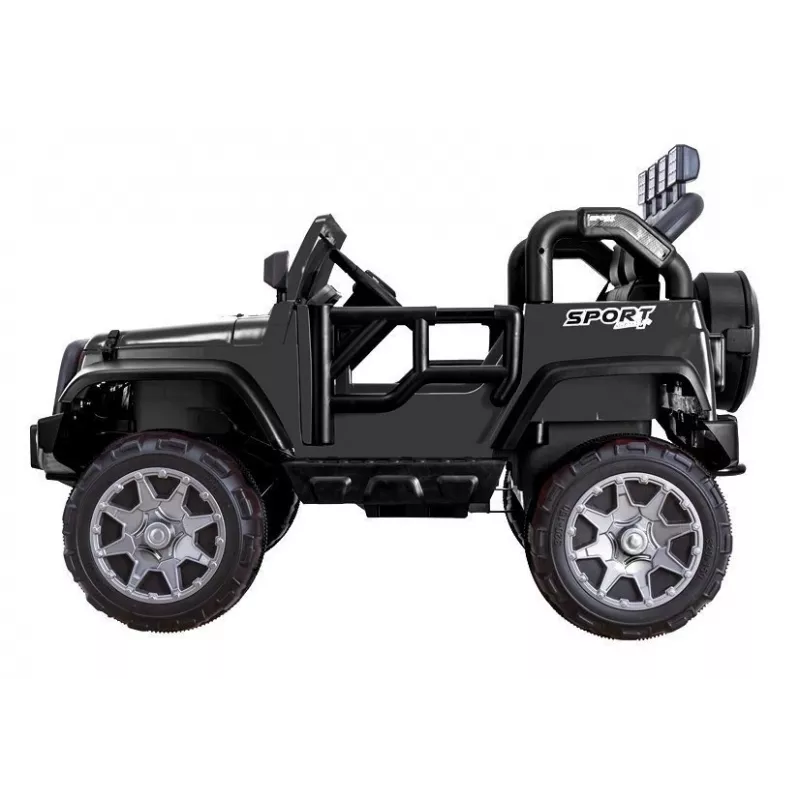 PETMEX Jeep a batteria HP012 per bambini con luci LED e MP3, nero