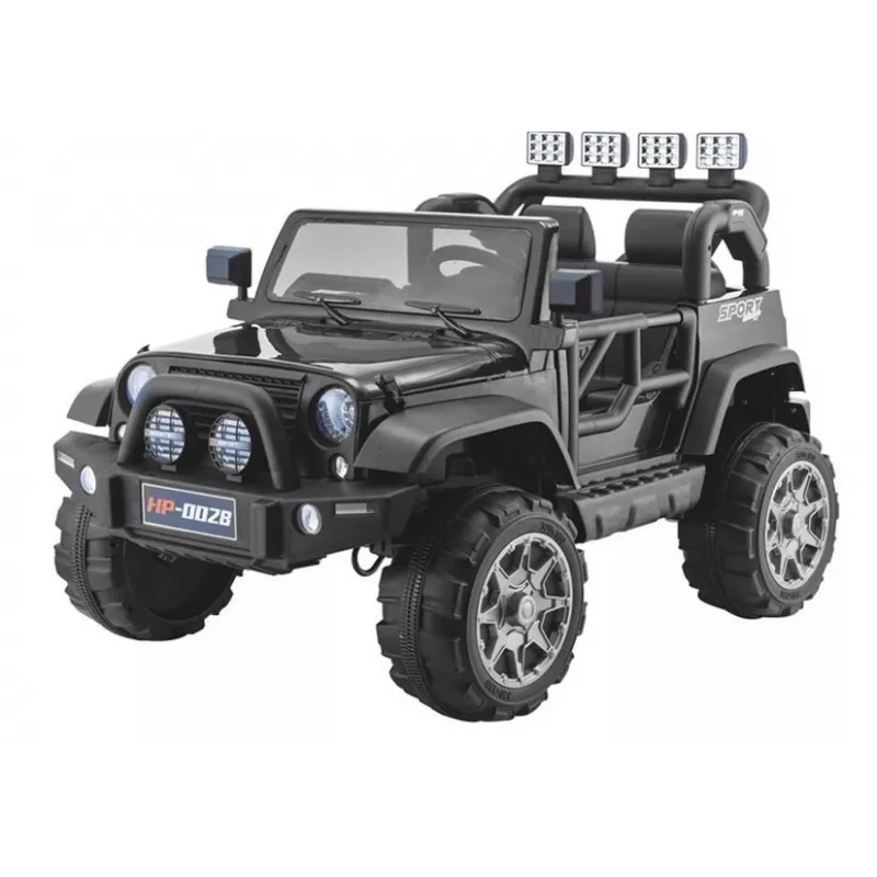 PETMEX Jeep a batteria HP012 per bambini con luci LED e MP3, nero