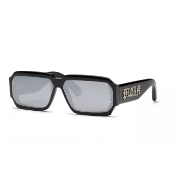PHILIPP PLEIN MAN SPP150-670703 Occhiali da sole rettangolari montatura nera lenti grigie 67/11/145 mm