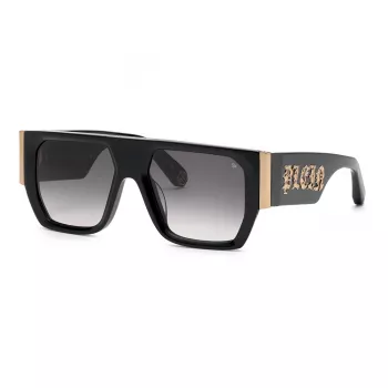 PHILIPP PLEIN MAN occhiali da sole SPP094M540700 montatura in acetato nero lenti in policarbonato grigie 54/18/145 mm
