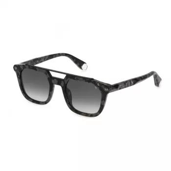 Philipp Plein occhiali da sole uomo SPP001M510721 - montatura in acetato nera, lenti grigie, 51 mm