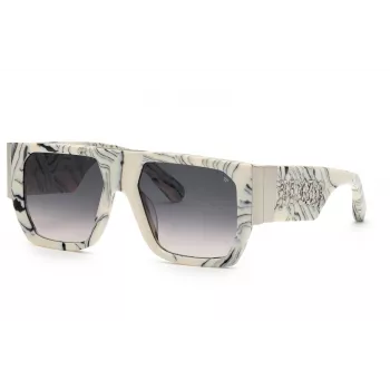 PHILIPP PLEIN SPP094M5409YL Occhiali da sole uomo - montatura in acetato, lenti grigie, 54/18/145 mm